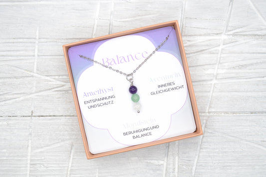 Kette Balance mit Amethyst, Aventurin und Mondstein